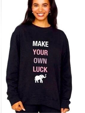 ivory ella 100% Organic Cotton Black Sweatshirt with Pink and White Lettering